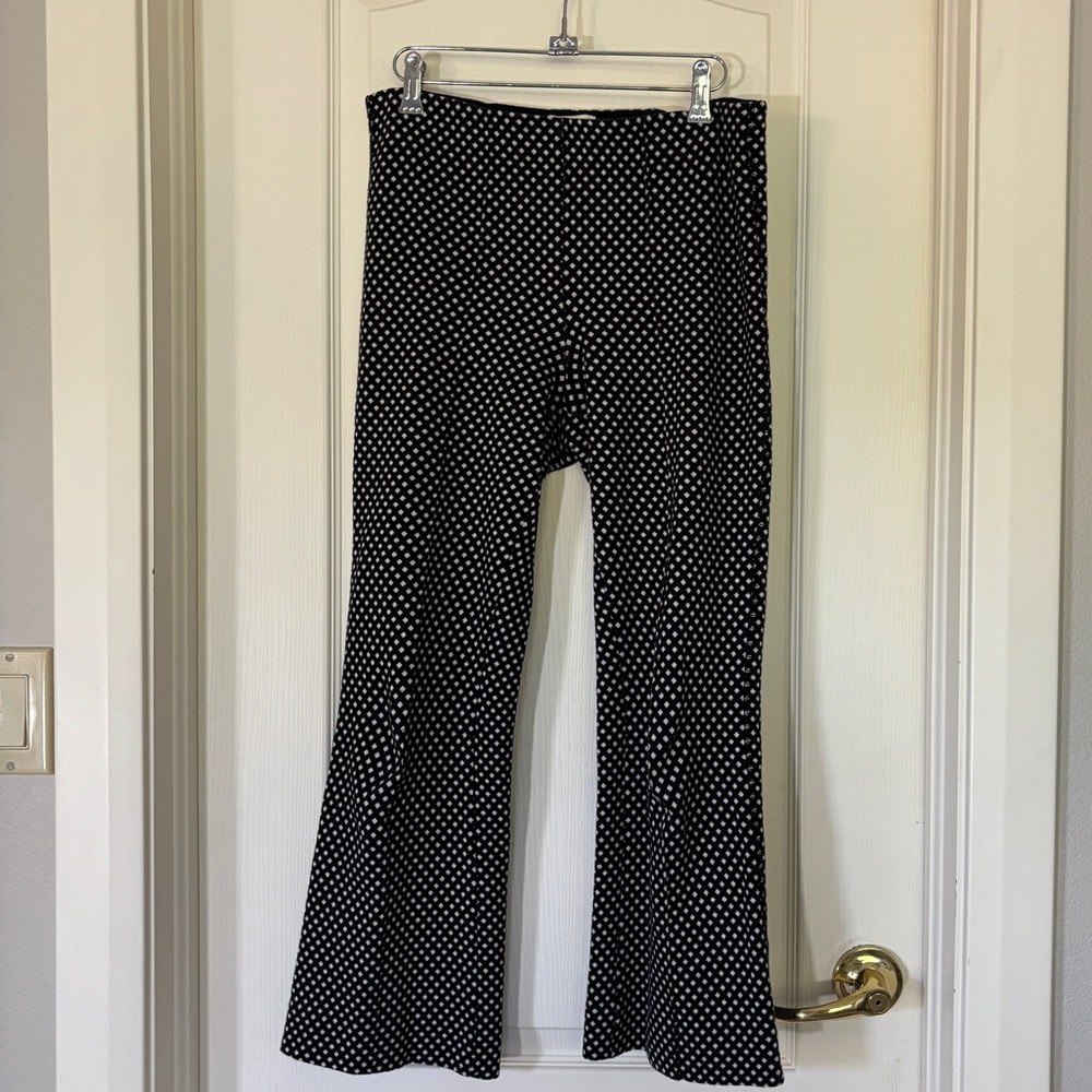 Anthropologie The Essential Crop Flare Pants Small Black White